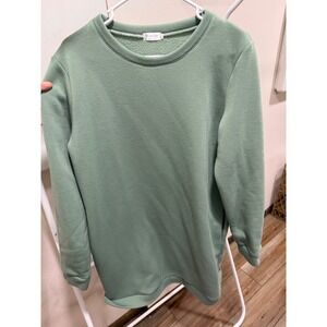 Miselon Womens Sage Green Fleece Lined Crewneck Sweatshirt tunic dress Size XL